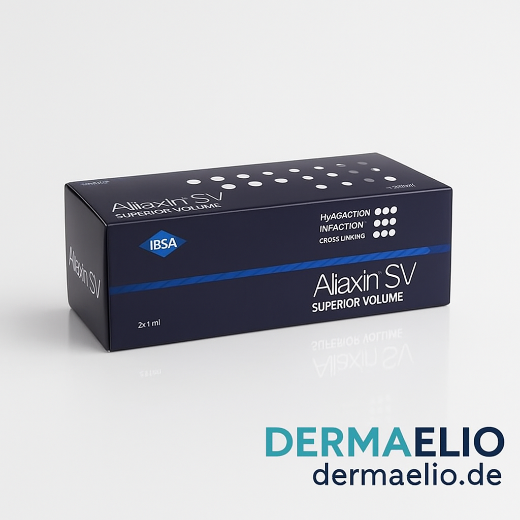Box of Alixain SV Superior Volume by IBSA with DERMAELIO branding on a white background
