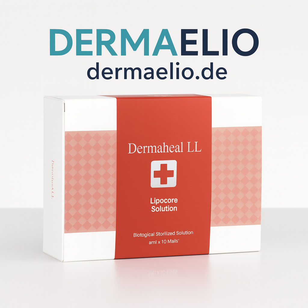 Box of Dermaheal LL Lipocore Solution with Dermaelio branding on a white background