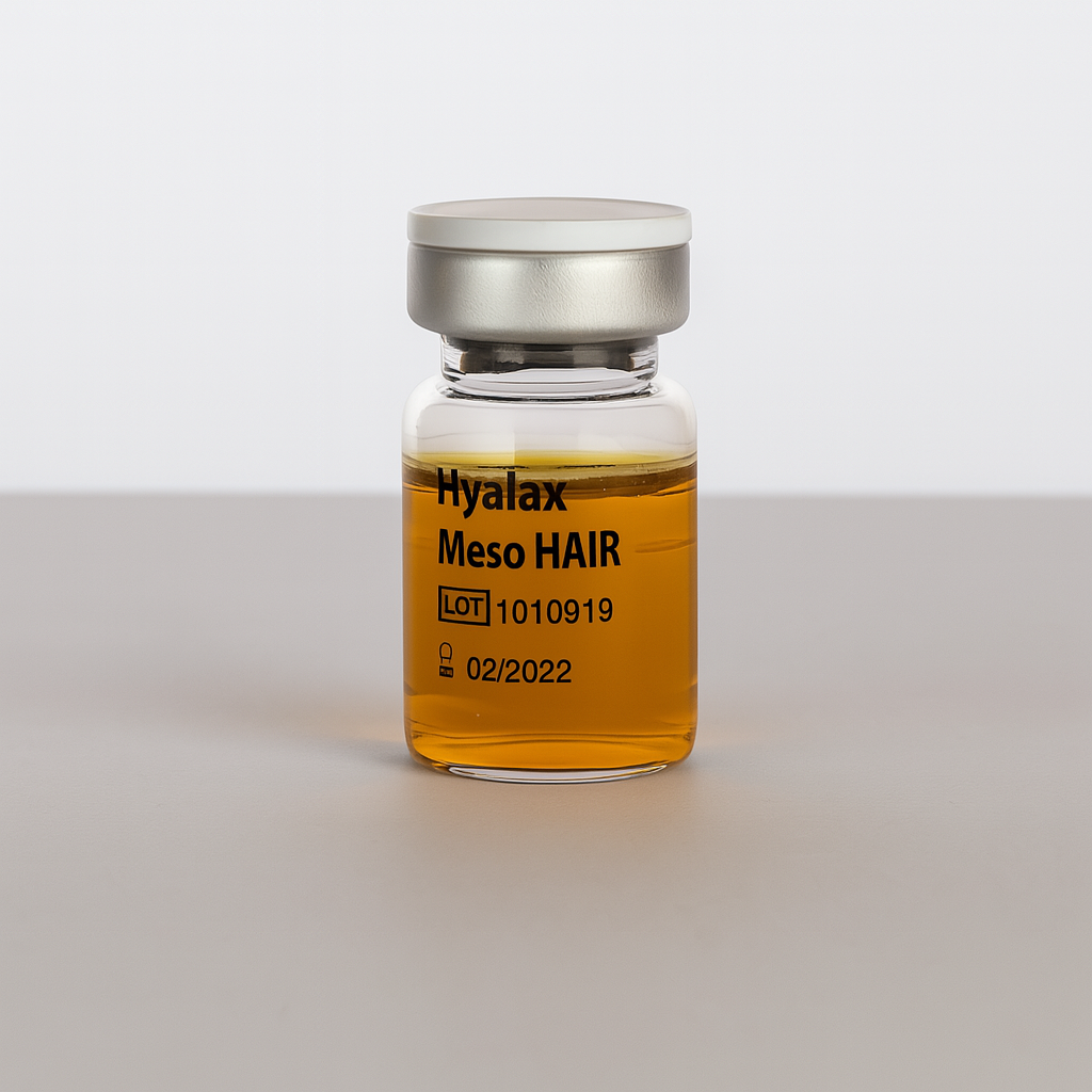 Professional mesotherapy scalp solution enriched with panthenol, biotin, pyridoxine and iron. Boosts hair growth, strengthens follicles, and treats non‑androgenic alopecia. Five 5 ml vials for a full treatment course