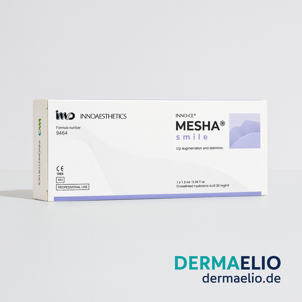 Box of INNO-CEM MESHA smile from INNOAESTHETICS on a white background with DERMAELIO branding.