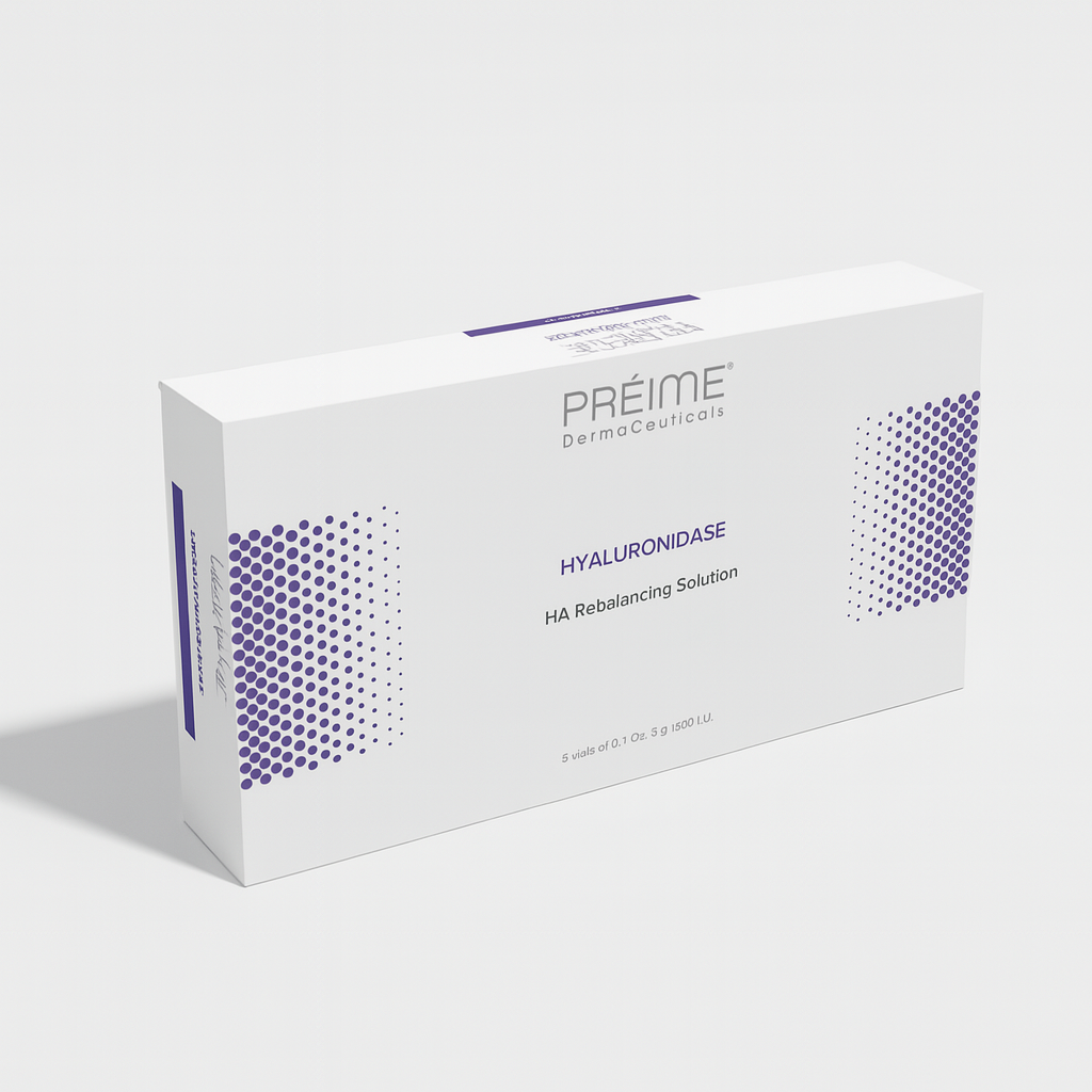 High-strength hyaluronidase enzyme (300 IU/ml) reformulated for dissolving HA fillers. Five 3 g vials—supports efficient correction in vascular compromise or overfilling events.