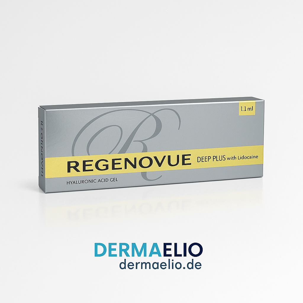 Regenovue Deep Plus packaging with DermaElio branding on a white background