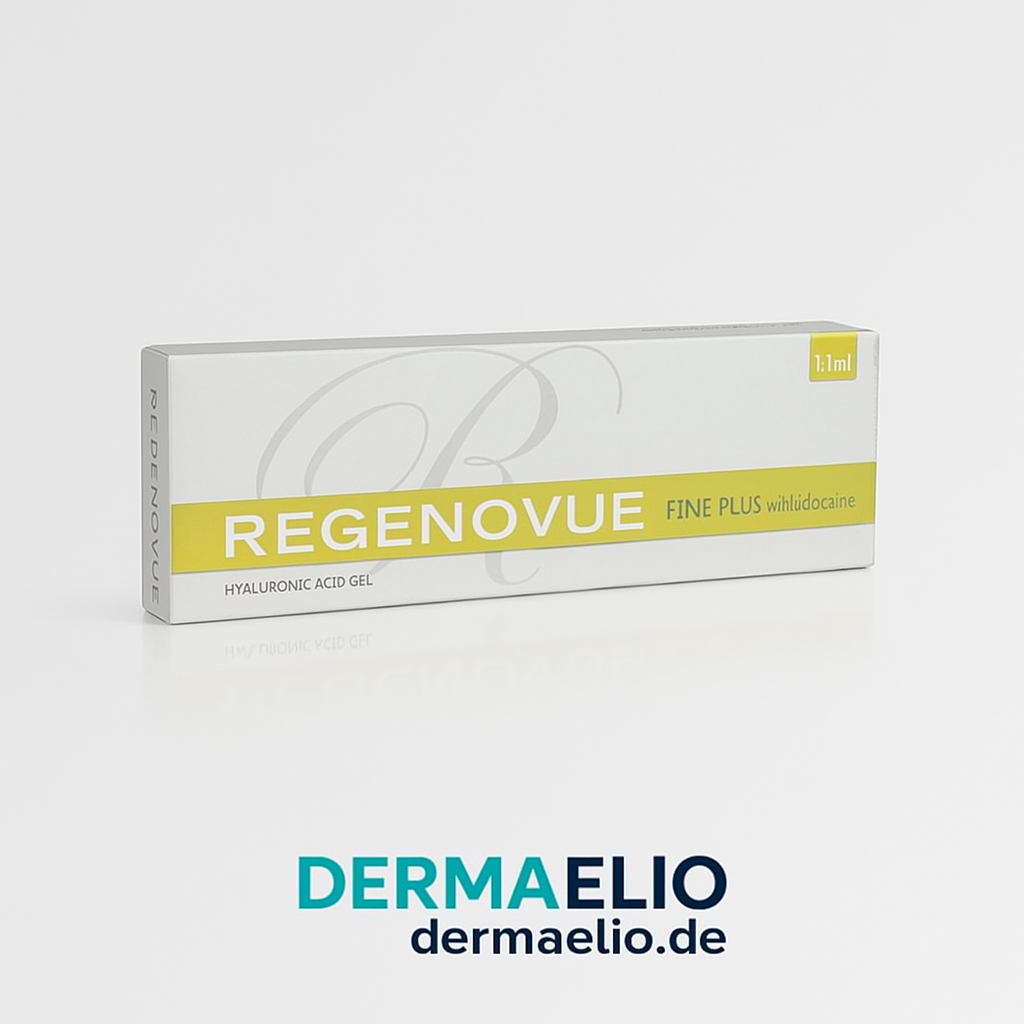 Regenovue Fine Plus packaging with DermaElio branding on a white background