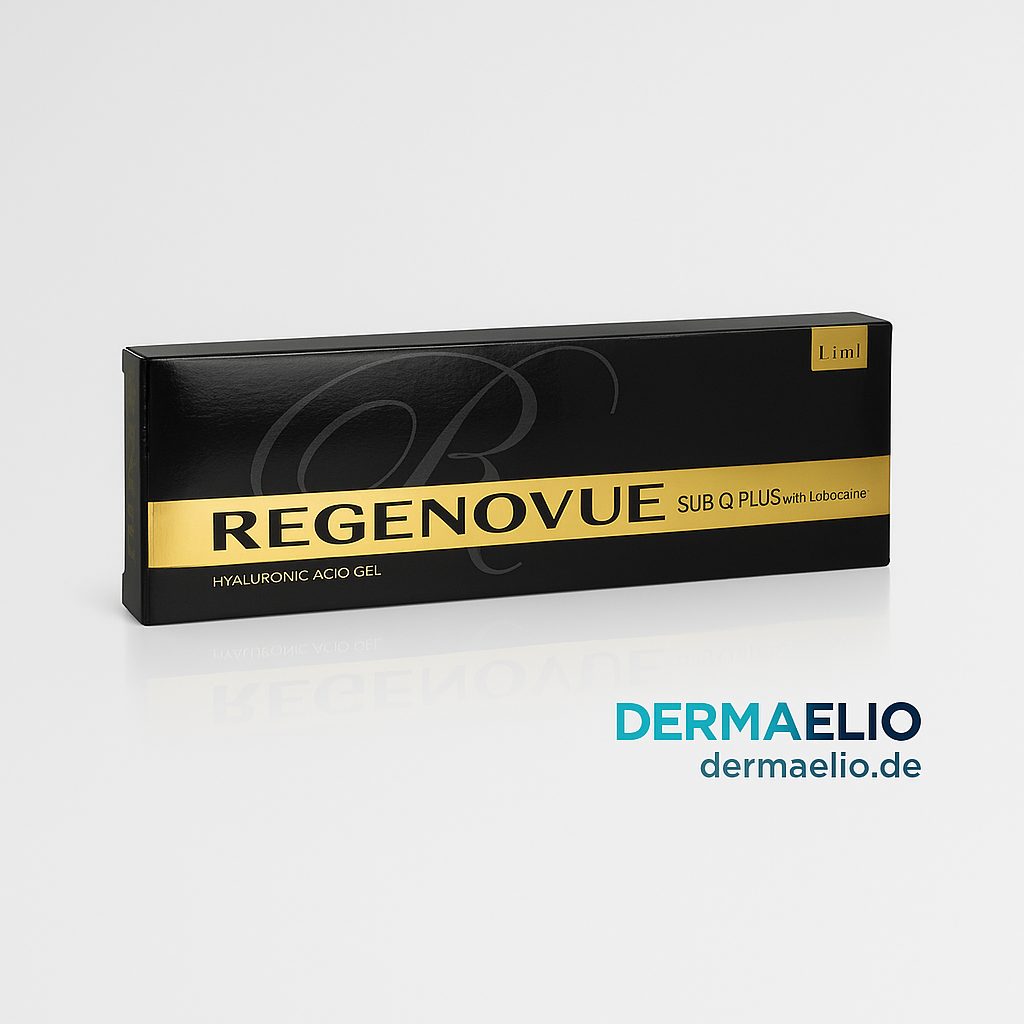 Regenovue packaging with DermaLio branding on a light gray background