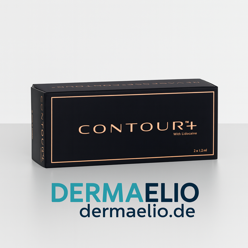 Black box labeled 'Contour' with 'DERMAELIO' branding on a light gray background