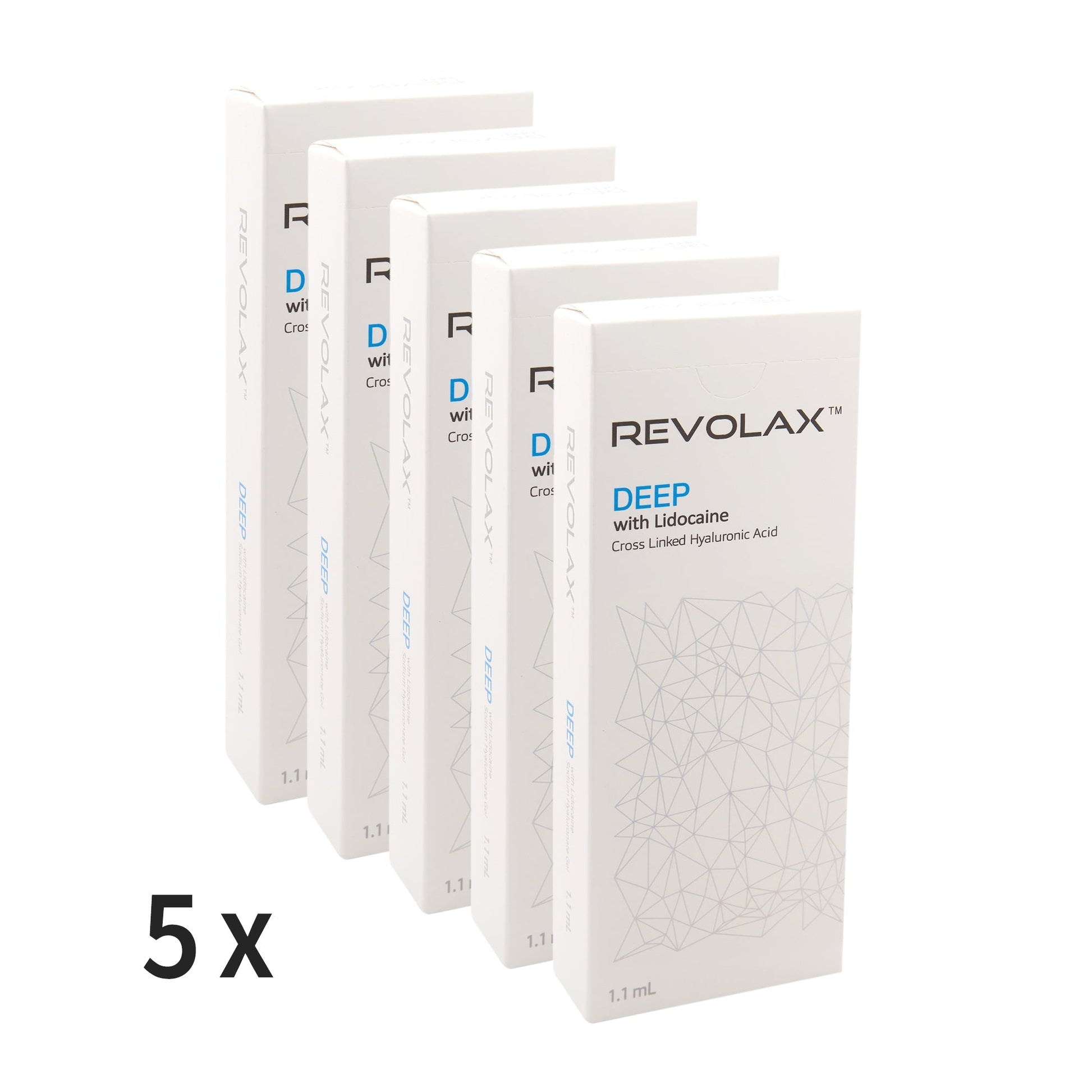 Cost-saving bundle featuring five Revolax filler packs. Includes multiple densities—Sub‑Q, Deep, or Fine—for customizable structural and volumizing applications.