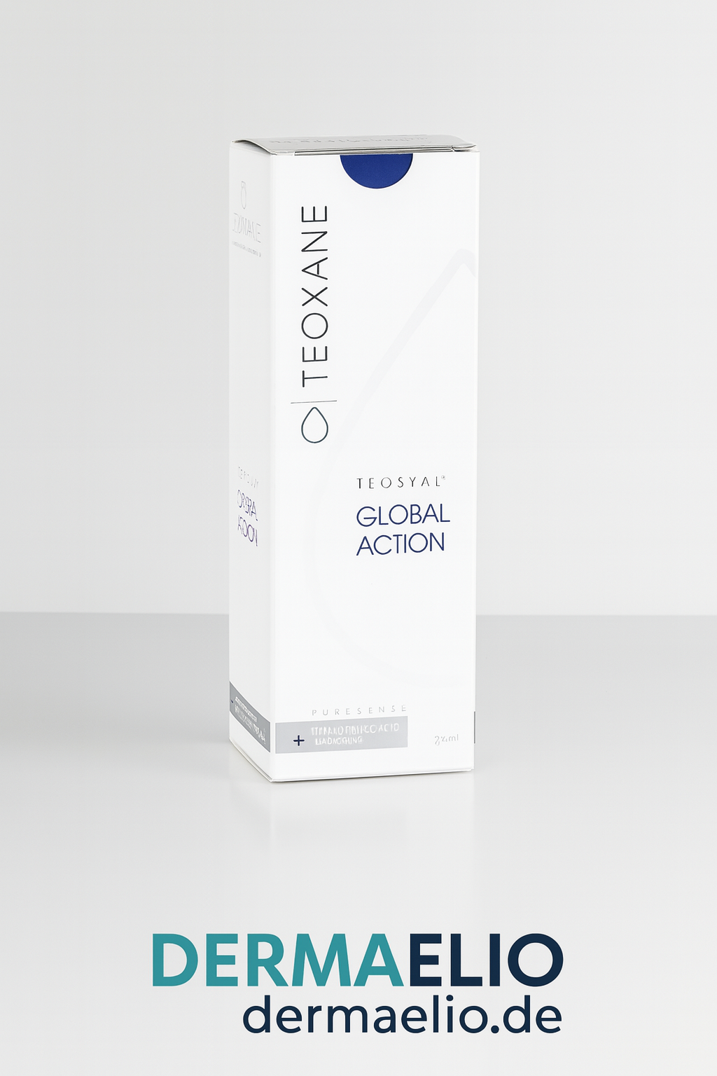 TEOXANE skincare product packaging on a white background with DERMAELIO branding.